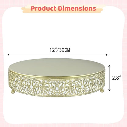 Cake Stand, Metal Round Cupcake Dessert Stand Cake Display Holder Cookies Fruit Serving Tray Decor for Wedding Party Birthday Baby Showers Anniversary (12in, Gold)