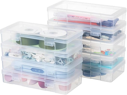 novelinks Plastic Clear Storage Containers for Organizing, Craft Storage Organizers and Stackable Storage Bins with Lids for Pencil Box, Bead, Cookie Cutter, Board Game (9 Pack Medium)