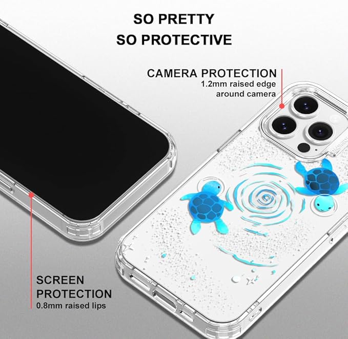 MOSNOVO Case for iPhone 13 Pro, [Buffertech 6.6ft Military-Grade Drop Protection] [Anti Peel Off Tech] Clear TPU Bumper Phone Case Cover Design - Space Turtle