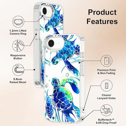 MOSNOVO for iPhone 17e Case/iPhone 16e Case, Shockproof Military-Grade Protection 6.6ft Drop Tested, Clear Phone Case for iPhone 16e / iPhone 17e, Sea Turtles Design
