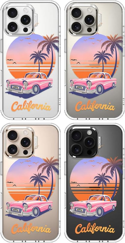 MOSNOVO for iPhone 16 Pro Max Case, Shockproof Military-Grade Protection 6.6ft Drop Tested, Clear Phone Case for iPhone 16 Pro Max, Cali Cruise Design