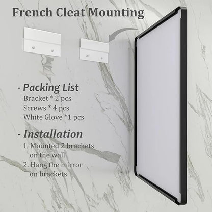 40x36 Inch Black Metal Framed Bathrrom Mirror for Wall, Black Rounded Rectangle Mirror, Matte Black Bathroom Vanity Mirror, Anti-Rust, Tempered Glass, Hangs Horizontally or Vertically