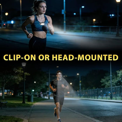 LED Headlamp Rechargeable Type-C, 2 Pack Super Bright Head Lamps, 8 Modes Clip on Head Lightweight Headlight IPX4 Water Resistant for Cycling Running Camping for Kids Adults