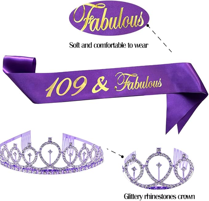 Birthday Crowns for Women 30 & Fabulous Sash and Tiara Birthday Crown for Women