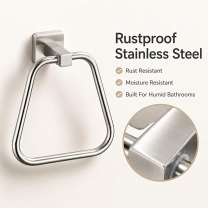 Brushed Nickel Towel Ring for Bathroom 2 Pack, Kitchen Bath Towel Holder Hangers Wall Mount Heavy Duty Stainless Steel