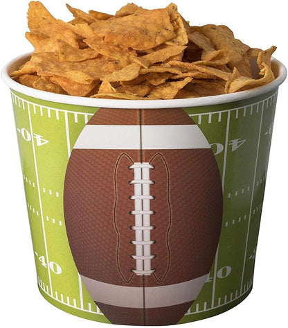 Hammont Football Party Supplies Snack Cups - 84 Oz Foot Ball Disposable Paper Bucket Ideal for Tailgate Parties, Family Dinner and Sports Event (8 Pack)