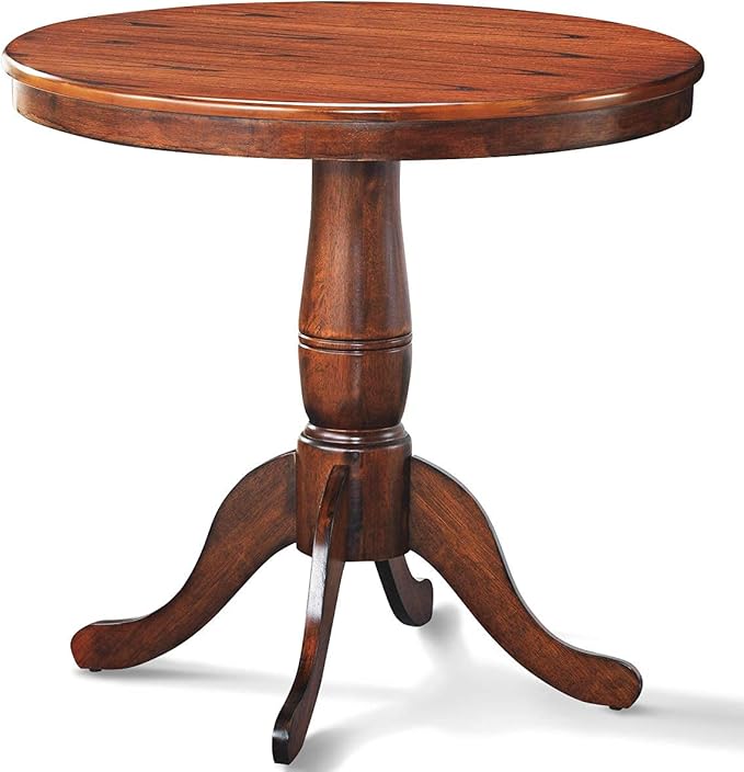 Giantex Round Dining Table for 2-4 People, 32" D X 30" H Wooden Kitchen Table with Spacious Table Top, Pedestal Base, Leisure End Tables for Bar, Kitchen, Dining Room, Restaurant, Walnut