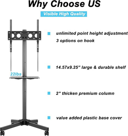 Mobile TV Carts on Wheels for 21-60 Inch Flat/Curved Panel Screens TVs