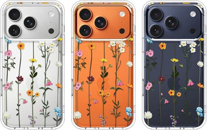MOSNOVO for iPhone 17 Pro Case | Military Grade 6.6ft Drop Tested | Camera Control | Clear with Wildflowers Design