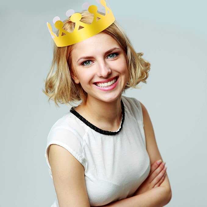 SIQUK 27 Pieces Golden Paper Crown Party Gold Crowns Hats King Crowns for Party and Celebration