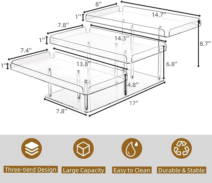 Clear Cupcake Stand, 3 Tiered Acrylic Dessert Table Display Set for 54 Cupcakes, Large Food Display Riser Serving Platter for Wedding, Party, Baby Shower, Buffet