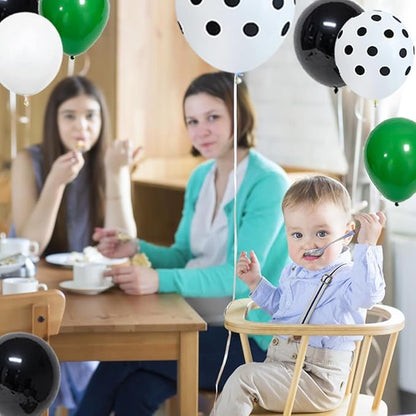 Green White Black Balloon Garland Arch Kit - Green Black White Balloons Soccer Ball Birthday Party Decorations for Video Game Football Birthday Safari Jungle Baby Shower Graduation Party Decors