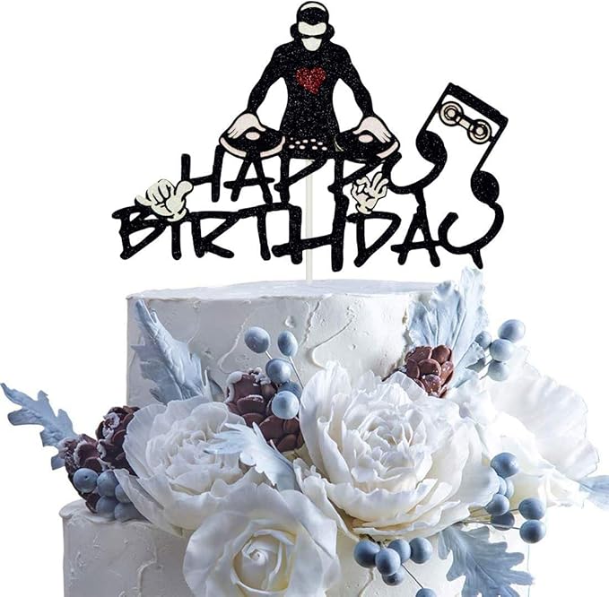DJ Happy Birthday Cake Topper, Hip Hop Cake Topper, Disco Theme Party Supplies, Rock DJ Themed Birthday Party Supplies