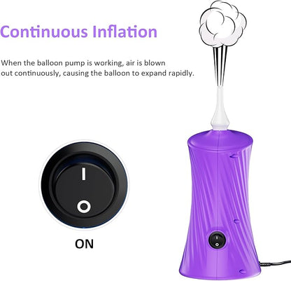 Balloon Pump Electric Balloon Pump Air Balloon Pump Balloon Blower Machine Portable Long Animal Blower Machine Blue/Orange/Pink/Purple Electric Balloon Pump Inflator for Party/Wedding/Birthday Decor