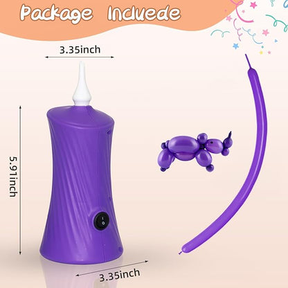 Voircoloria 260 Balloon Pump Electric, Portable Automatic Dual Nozzle Inflator with Tying Tools for Long Animal Balloons Birthday Gender Reveal Baby Shower Balloons Party Decorations