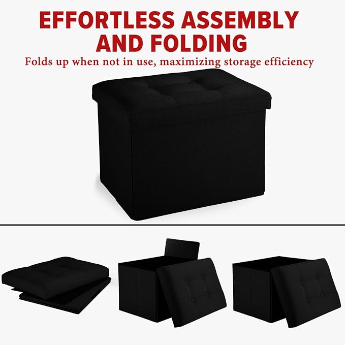 LINMAGCO Small Storage Ottoman Stool Foot Rest Stool Under Desk Stool Short
