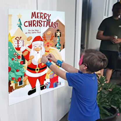 PARTYLOUD Pin The Nose on The Santa Claus, Christmas Party Games, Christmas Holiday Party Games Supplies for Kids Families Adult Groups
