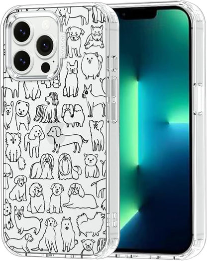 MOSNOVO Case for iPhone 13 Pro, [Buffertech 6.6ft Military-Grade Drop Protection] [Anti Peel Off Tech] Clear TPU Bumper Phone Case Cover Design - Doodle Dog