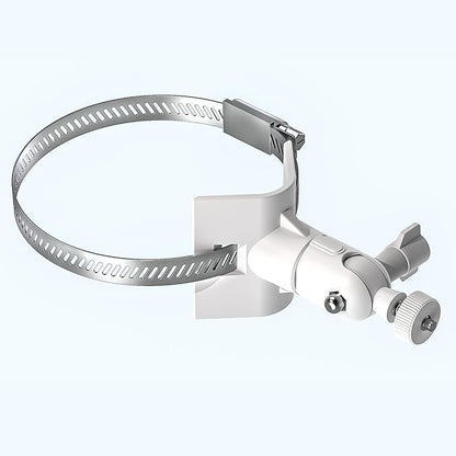 Universal Adjustable Stainless Mount Bracket Outdoor Security Camera 360 Degree hoop Hose Clamp Pipe Poles Mount No-drill holes Compatible with Reolink/Nest/Arlo/Eufy/Wyze and other camera (White)