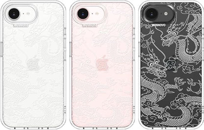 MOSNOVO for iPhone 17e Case/iPhone 16e Case, Shockproof Military-Grade Protection 6.6ft Drop Tested, Clear Phone Case for iPhone 16e / iPhone 17e, White Dragon Design