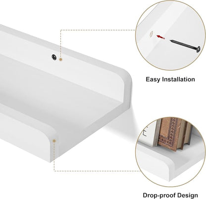Love-KANKEI 36 Inch Long Floating Shelves Wall Mounted Set of 2, Large Wood Wall Shelves for Storage, Rustic Hanging Shelves for Display,Bedroom Living Room Bathroom Kitchen Office White