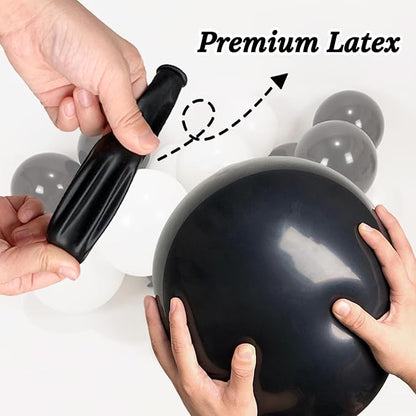 100pcs Black and White Balloons 12 Inch Thickened Latex Balloons for Birthday Wedding Graduation Party Decorations (Black White balloon)