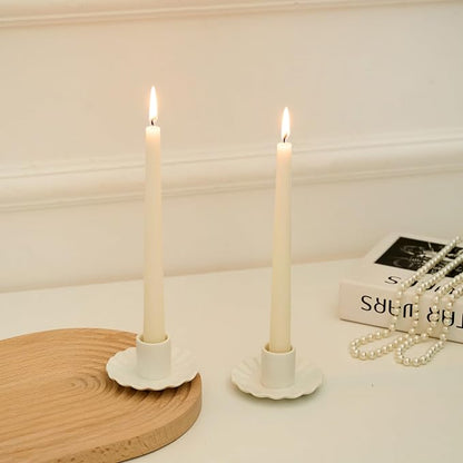 Ceramic Taper Candle Holders,Vintage Candlestick Holder Centerpieces for Home Wedding Decoration, Housewarming Gifts,Pack of 2 (Round B Style)
