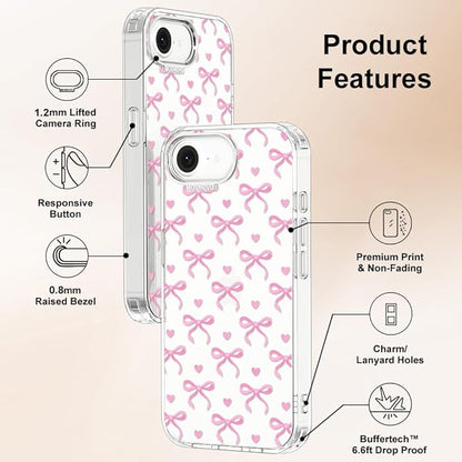 MOSNOVO for iPhone 17e Case/iPhone 16e Case, Shockproof Military-Grade Protection 6.6ft Drop Tested, Clear Phone Case for iPhone 16e / iPhone 17e, Bowtiful Love Design