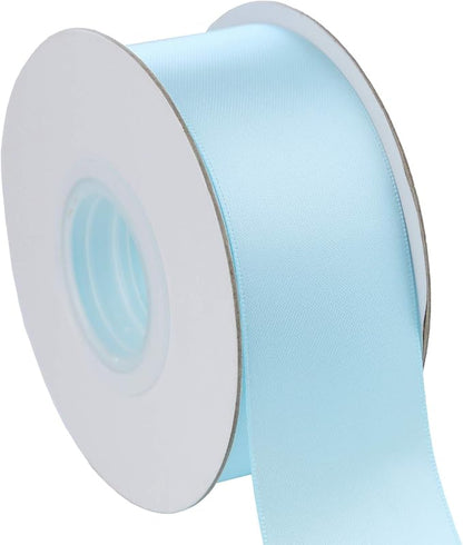 ITIsparkle 11/2" Inch Double Faced Satin Ribbon 25 Yards-Roll Set for Gift Wrapping Party Favor Hair Braids Hair Bow Baby Shower Decoration Floral Arrangement Craft Supplies, Light Blue Ribbon