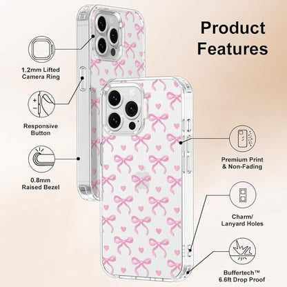 MOSNOVO Case for iPhone 13 Pro Max, [Buffertech 6.6ft Military-Grade Drop Protection] [Anti Peel Off Tech] Clear TPU Bumper Phone Case Cover Design - Bowtiful Love