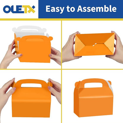 30-Pack Orange Party Favor Treat Boxes, Goodie Boxes, Candy Box, Gable Paper Gift Boxes with Handles. Perfect for Orange Citrus Themed Brunch Party Decoration Supplies