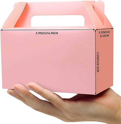 Oletx 12Pcs Pink Gable Gift Boxes, Party Favor Treat Box, Goodie Box, Cookie Candy Box for Princess Birthday Party, Baby Girl Shower, Classroom Activity and Any Fun Occation Decoration Supplies.