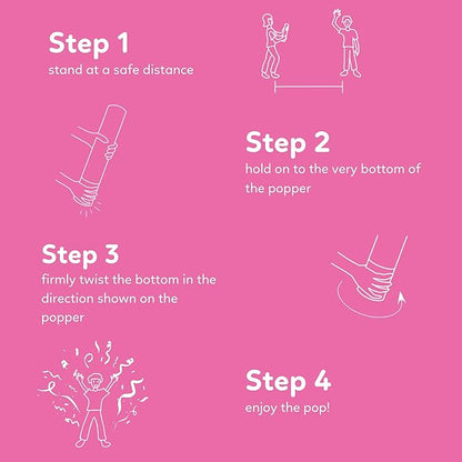 Pink Streamer Cannon Poppers | 2 Pack | Biodegradable Pink Streamers | TUR Party Supplies | Up to 25ft | Giant (12”) | Party Poppers for Graduation, Birthdays, and Bachelorette & Princess Parties
