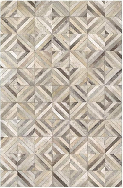Premium Diamond Patterned Leather Area Rug - 3X5 ft - Grey - Luxury Non Slip Floor Accent for Dining Room, Living Room, Entryway, Elegant Collection Indoor Carpet