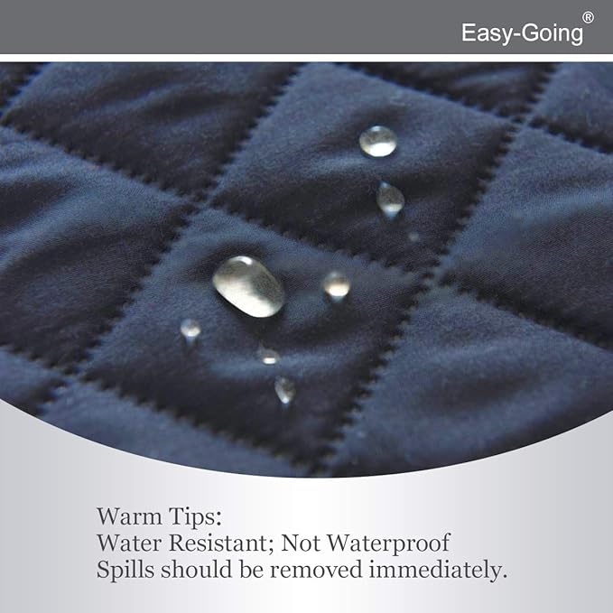 Easy-Going Futon Sofa Slipcover - Reversible Armless Couch Cover - Water Resistant for Pets & Kids (Dark Blue/Light Blue)