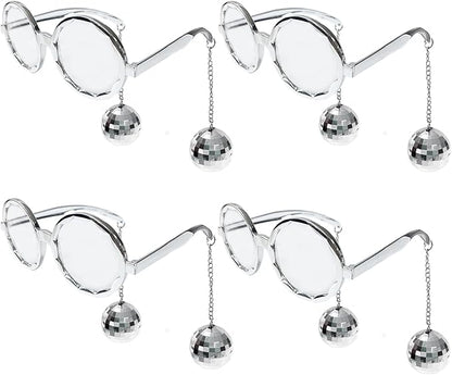 Retro Disco Ball Party Favors Funny Glasses 4 Pack, Disco Sunglasses Accessories for Women and Men