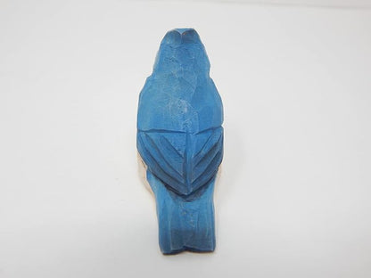 Selsela Hand-Carved Tufted Titmouse Bird Figurine - Wood Figurine Statue Blue Jay-Inspired Sculpture Ornament Decor Miniature Art. Handmade Carved Ornament for Rustic Decor & Collectors