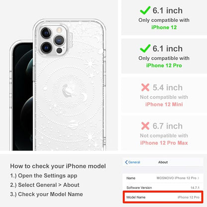MOSNOVO Case for iPhone 12 & iPhone 12 Pro, [Buffertech 6.6ft Military-Grade Drop Protection] [Anti Peel Off Tech] Clear TPU Bumper Phone Case Cover Design - Galaxy