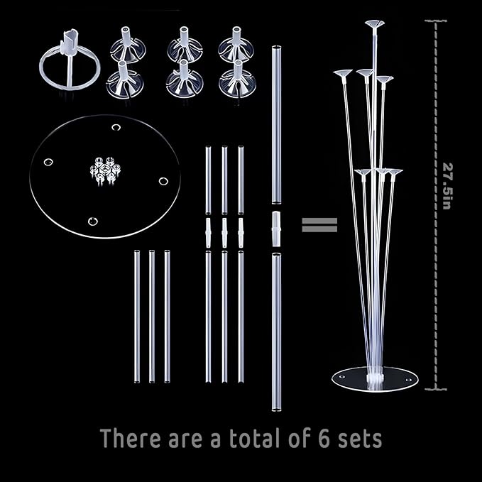 6pcs Balloon Stands Kit Table Centerpiece Table Decorations for Anniversary Birthday Wedding Graduation Retirement Party Decorations (Silver Navy)