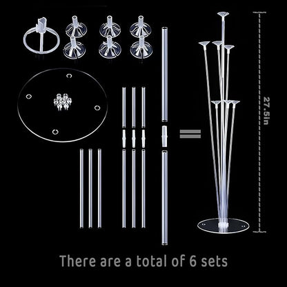 6pcs Balloon Stands Kit Table Centerpiece Table Decorations for Anniversary Birthday Wedding Graduation Retirement Party Decorations (Silver Navy)
