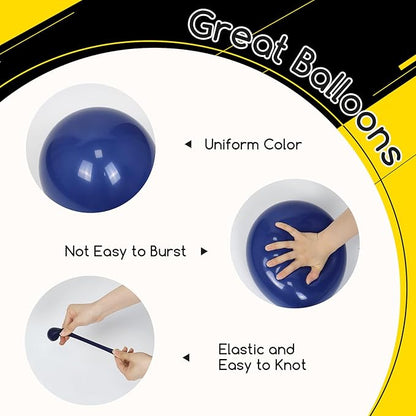 60pcs Black and Yellow Balloons 12inch with Navy Blue Yellow Gray Metallic Silver Balloons for Baby Shower Birthday Party Decorations for Men