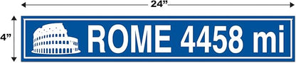 Beistle Pack of 4 Travel Street Sign Cutouts in Blue/White, International Themed Party Wall Hanging Decorations, History, Georgraphy Classroom Decor