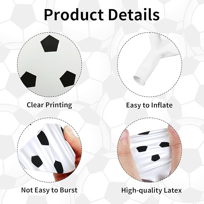 Biapian 60 Pcs Football Balloons, Football Balloon for Boys, 12 Inch Soccer Latex Balloons Pattern Helium for Kids Boys Birthday Sports Themed Party Decorations World Cup Theme Party Supplies