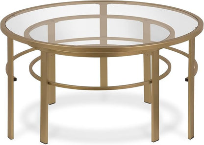 Henn&Hart Round Nested Coffee Table in Brass, Coffee Table coffee tables