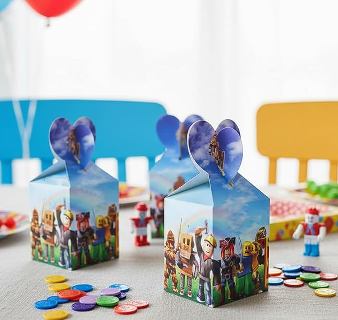 Pixel Game Candy Box Pack of 12, Birthday Gift Box and Party Favor Boxes for Boys Birthday Party Decorations, Gamer Party Decorations, Video Game Bday Decorations, Gift Bags Treat Boxes for Kids