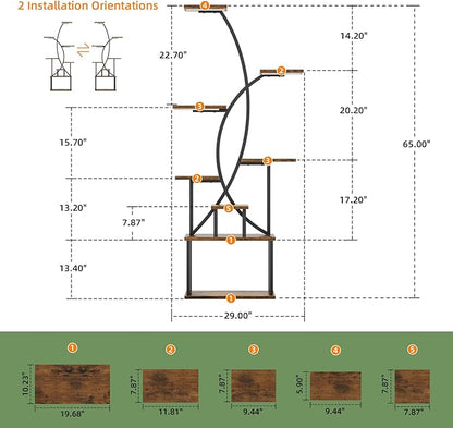 JUSTOGO Plant Stand Indoor with Grow Lights, 8 Tiered Tall Plant Shelf for Indoor Plants Multiple, 65" Large Corner Plant Stands, Metal Flower Holder Display Plant Rack for Living Room, Home, Patio