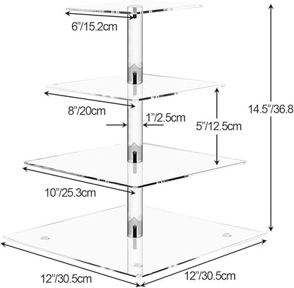 Cupcake Stand for 50 Cupcakes,4-Tier Acrylic Cupcake Tower Holder,Cupcake Holder,Dessert Stands with LED Light String for Cupcake Display,Wedding,Birthday,Baby Shower