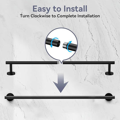 Matte Black Towel Bar, 30 Inch Bathroom Towel Rack (Total Length 32-Inch), Towel Holder Wall Mounted, Thicken SUS304 Stainless Steel Towel Rod Modern Home Decor