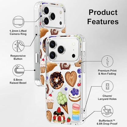 MOSNOVO for iPhone 17 Pro Case, Shockproof Military-Grade Protection 6.6ft Drop Tested, Camera Control, Clear Phone Case for iPhone 17 Pro, Sweet Treats Design