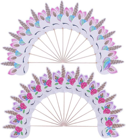 CCINEE 48pcs Rainbow Unicorn Cupcake Toppers Picks Double-Sided Paper Unicorn Cake Toppers for Birthday Party Dessert Decoration